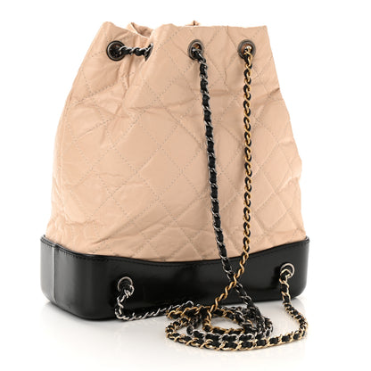 Chanel Aged Calfskin Quilted Gabrielle Backpack Beige Black 3 of 10