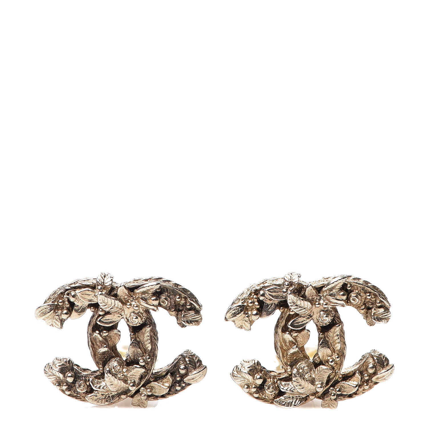 Chanel Leaf CC Clip On Earrings Gold 1 of 4