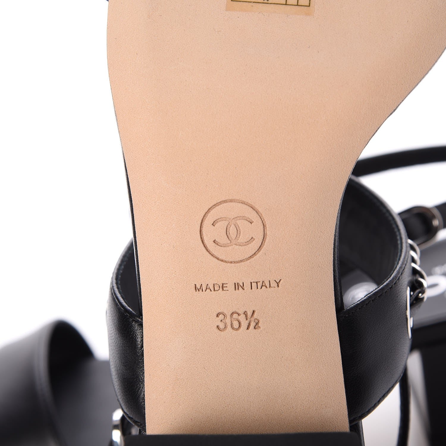 Chanel Lambskin Chain Sandals 36.5 Black 7 of 10