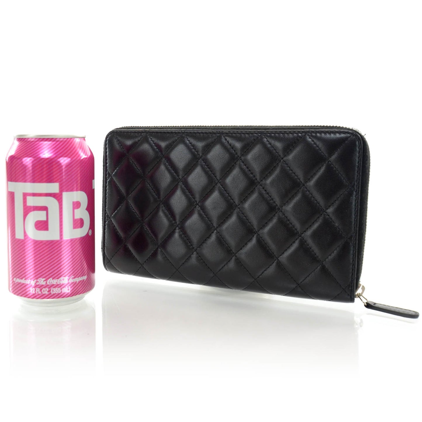 Lambskin Quilted Zip Around Wallet Black