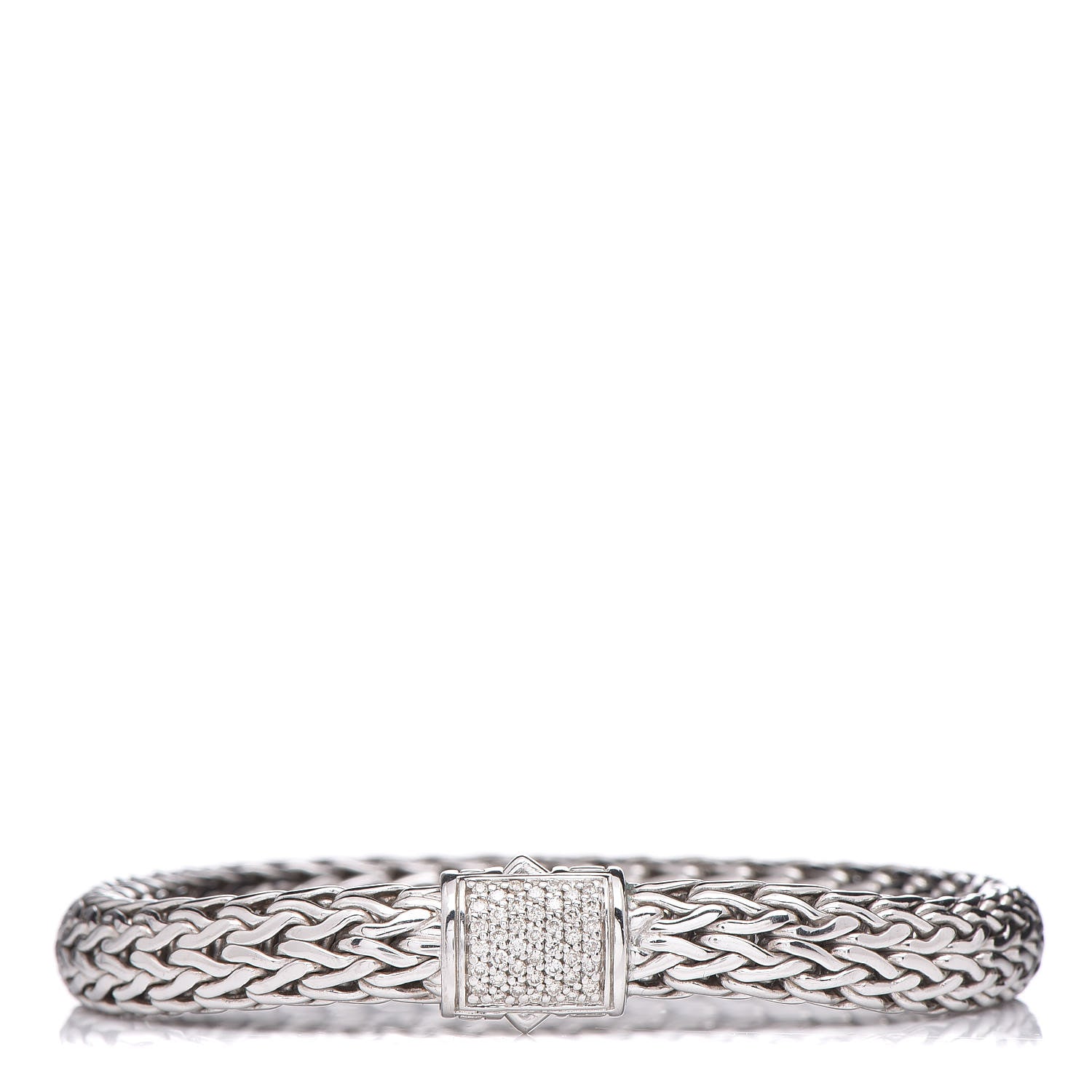 John Hardy Sterling Silver Diamond 7.5mm Classic Chain Bracelet 1 of 4