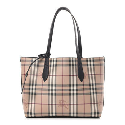 Burberry Grainy Calfskin Haymarket Check Small Reversible Tote Black 1 of 17