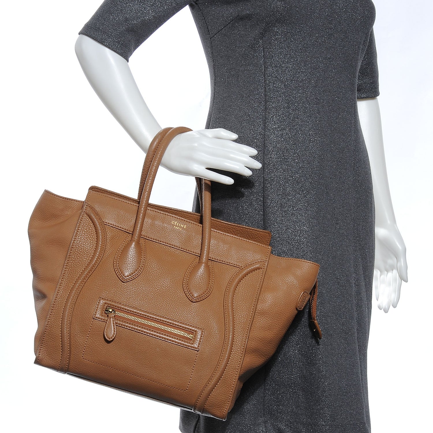 Celine Drummed Calfskin Mini Luggage Camel 2 of 8