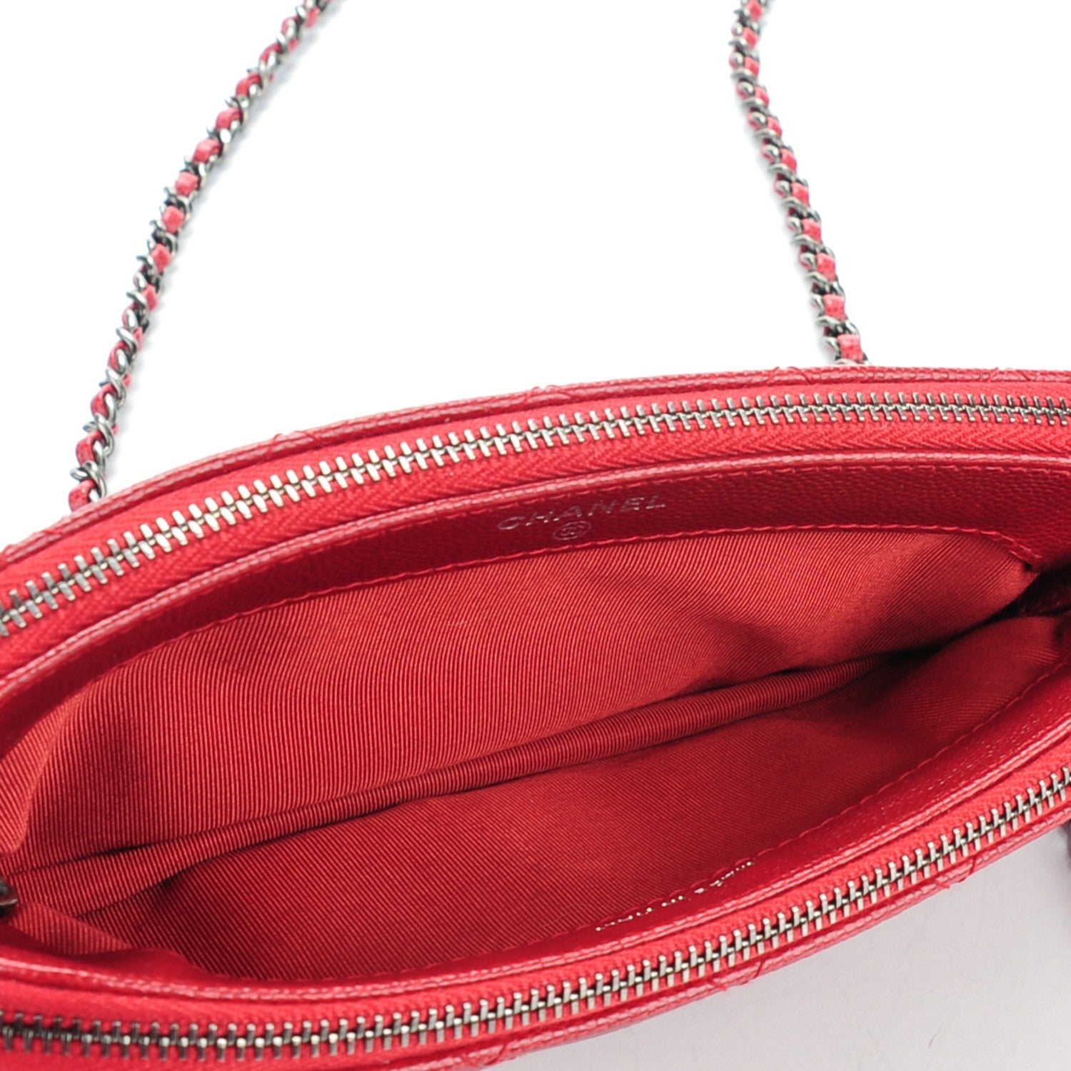 Chanel Caviar Quilted Small Clutch With Chain Red 5 of 9