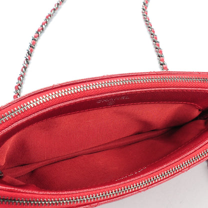 Chanel Caviar Quilted Small Clutch With Chain Red 5 of 9