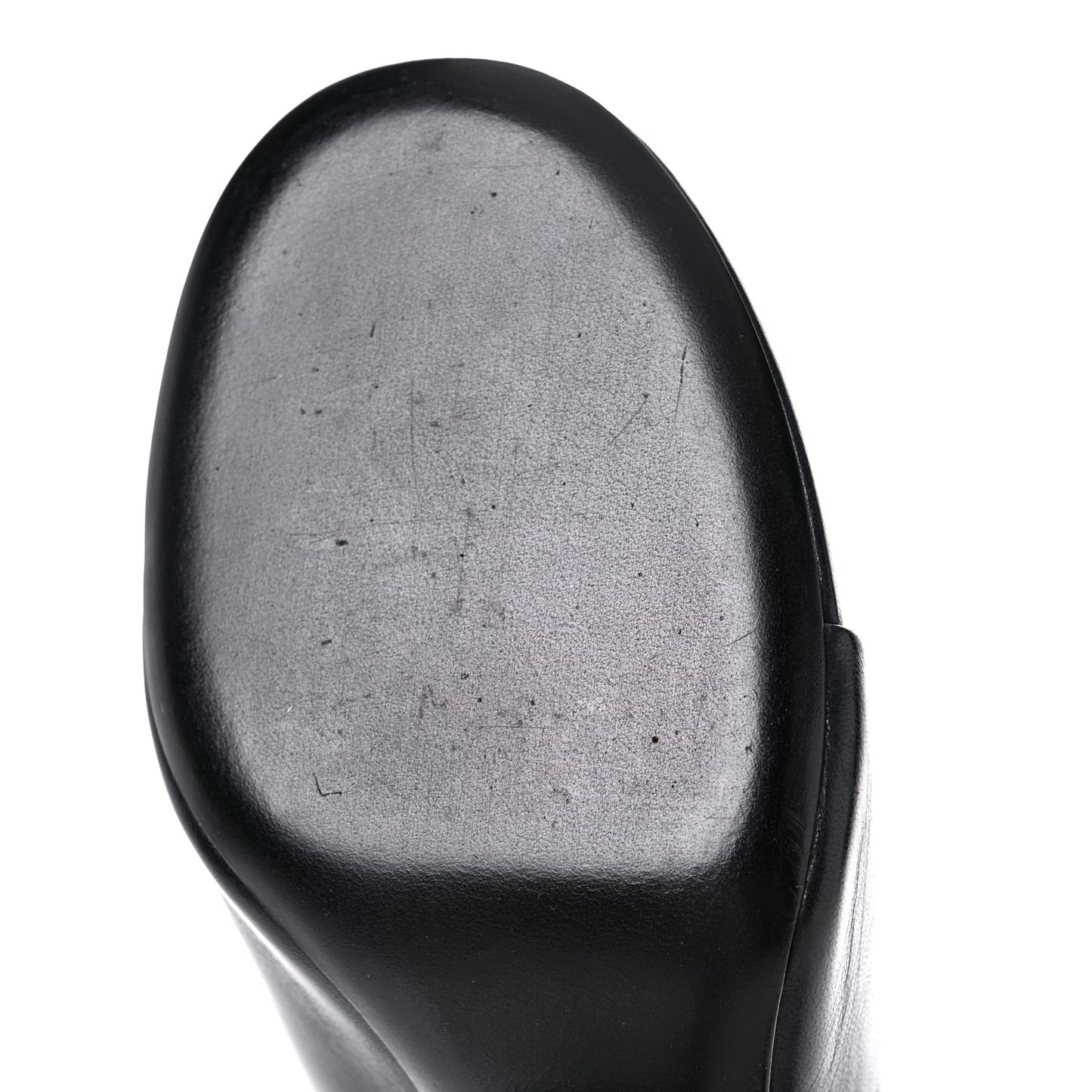Shiny Sheepskin Oval 90mm Mule Pump 39 Black White