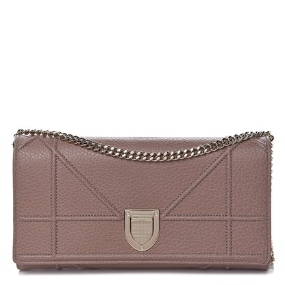Christian Dior Grained Calfskin Diorama Croisiere Chain Wallet Taupe 1 of 11