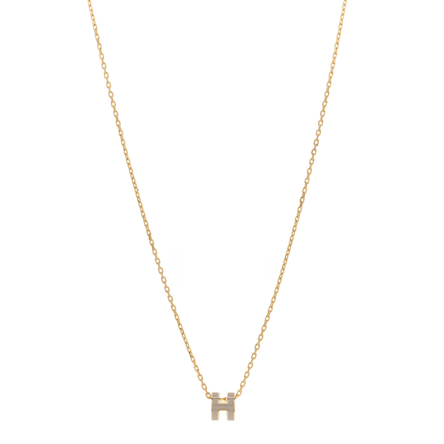 Lacquered Gold Mini Pop H Pendant Necklace Marron Glace