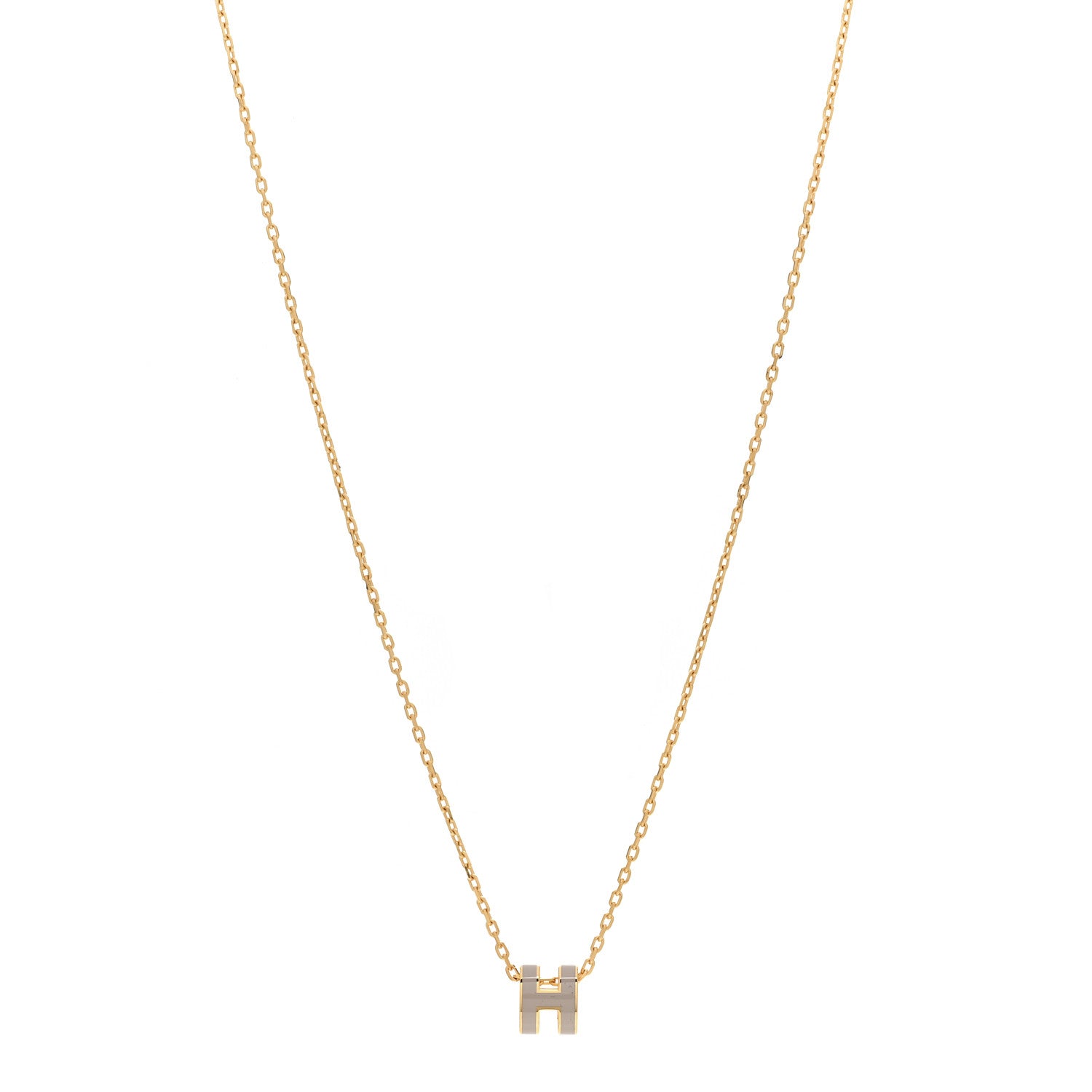 Hermes Lacquered Gold Mini Pop H Pendant Necklace Marron Glace 1 of 3