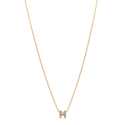 Hermes Lacquered Gold Mini Pop H Pendant Necklace Marron Glace 1 of 3