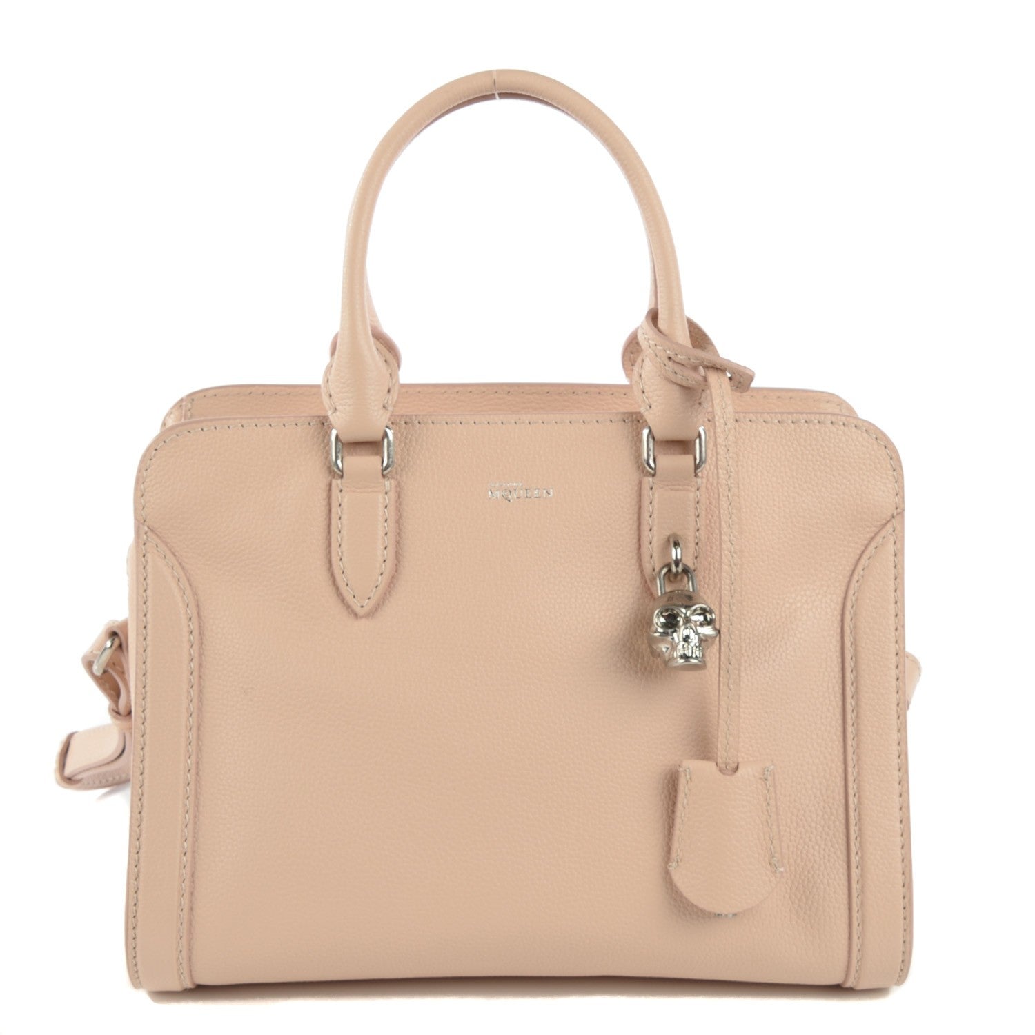 Alexander McQueen Pebbled Calfskin Small Skull Padlock Zip Around Tote Teint 1 of 7