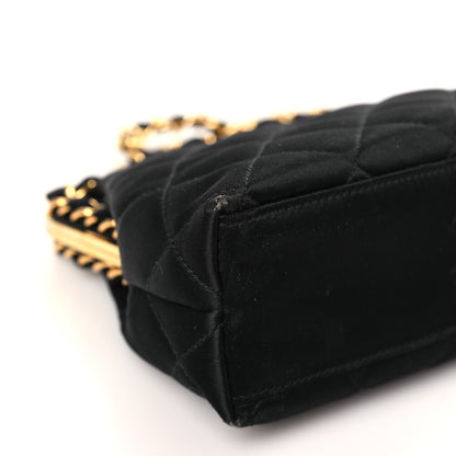 Chanel Satin Quilted Kisslock Clutch Black 8 of 9