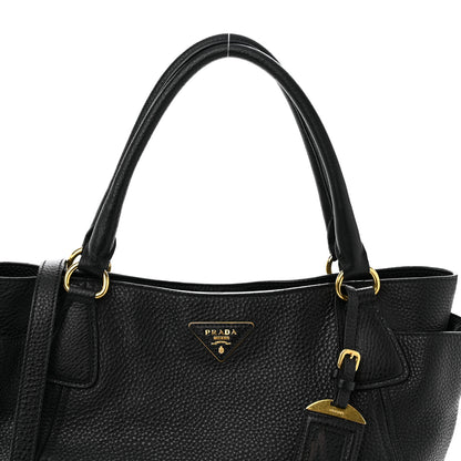 Prada Vitello Daino Side Pocket Tote Black 8 of 10