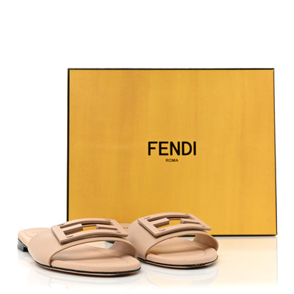 Fendi Vitello Cuoio Baguette Flat Slide Sandals 40 Poudre 13 of 13