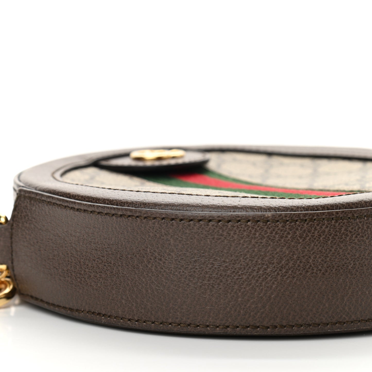 GG Supreme Monogram Web Mini Ophidia Round Shoulder Bag Brown
