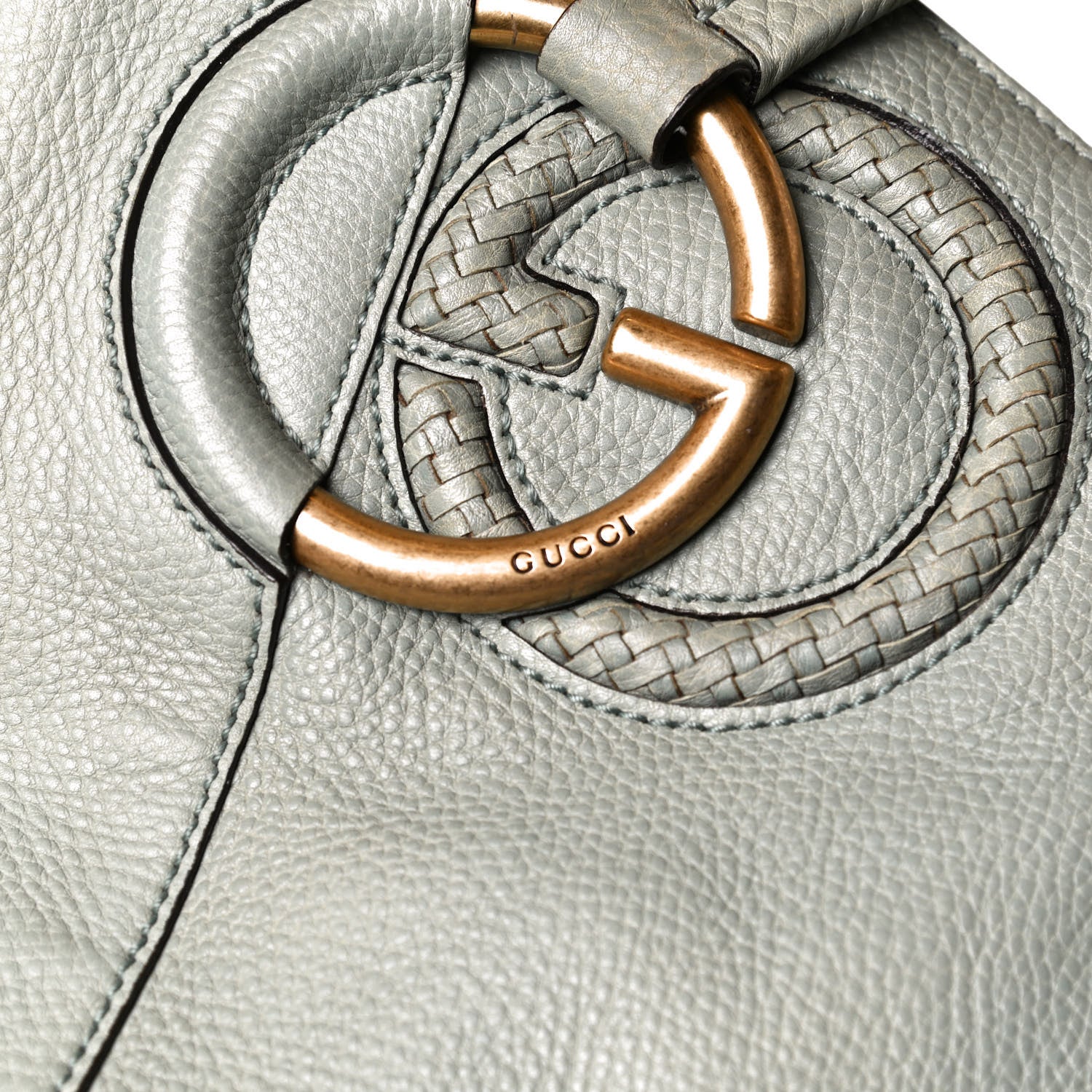 Gucci Pebbled Calfskin Medium Twill Shoulder Bag Light Blue 14 of 14
