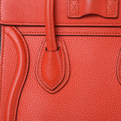 Celine Drummed Calfskin Nano Luggage Vermillion 12 of 12