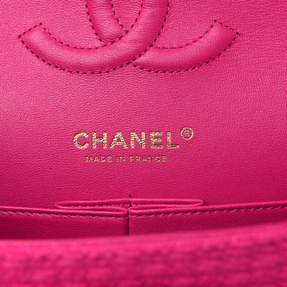 Chanel Tweed Quilted Medium Double Flap Fuchsia 6 of 10