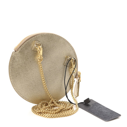 Prada Metallic Saffiano Mini Pouch Pirite 3 of 9