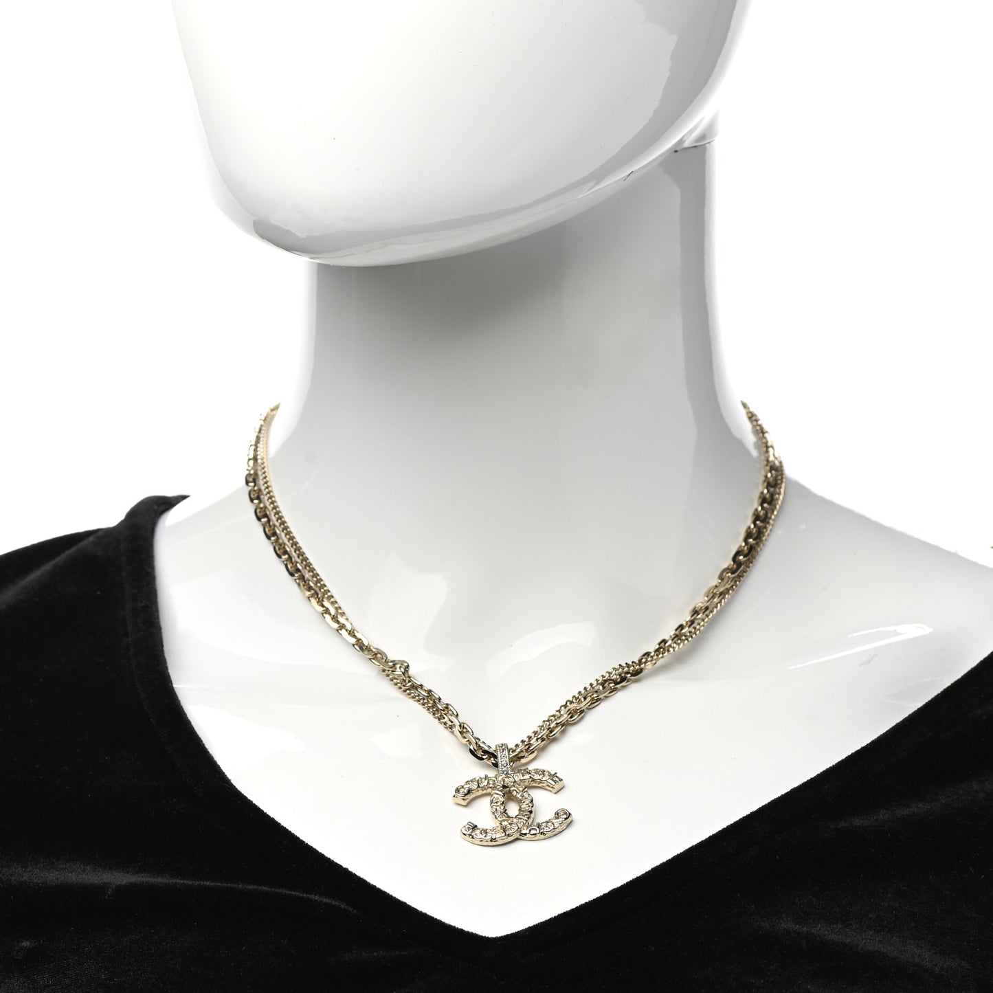 Crystal CC Multi Strand Chain Necklace Gold