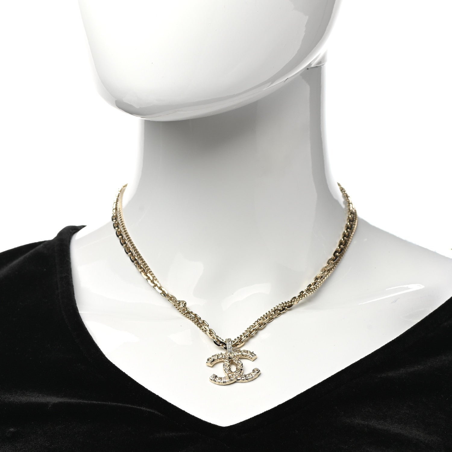 Chanel Crystal CC Multi Strand Chain Necklace Gold 2 of 5