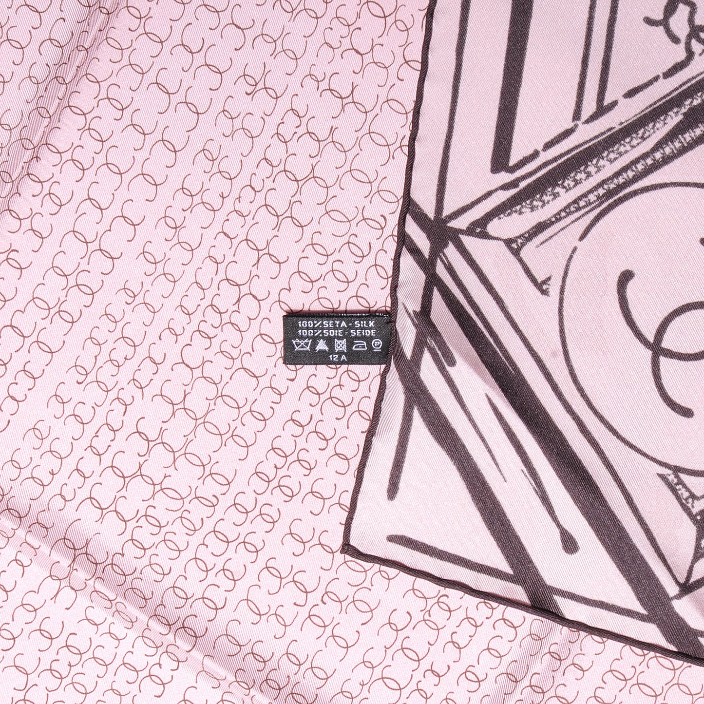 Silk CC Square Scarf Pink Brown