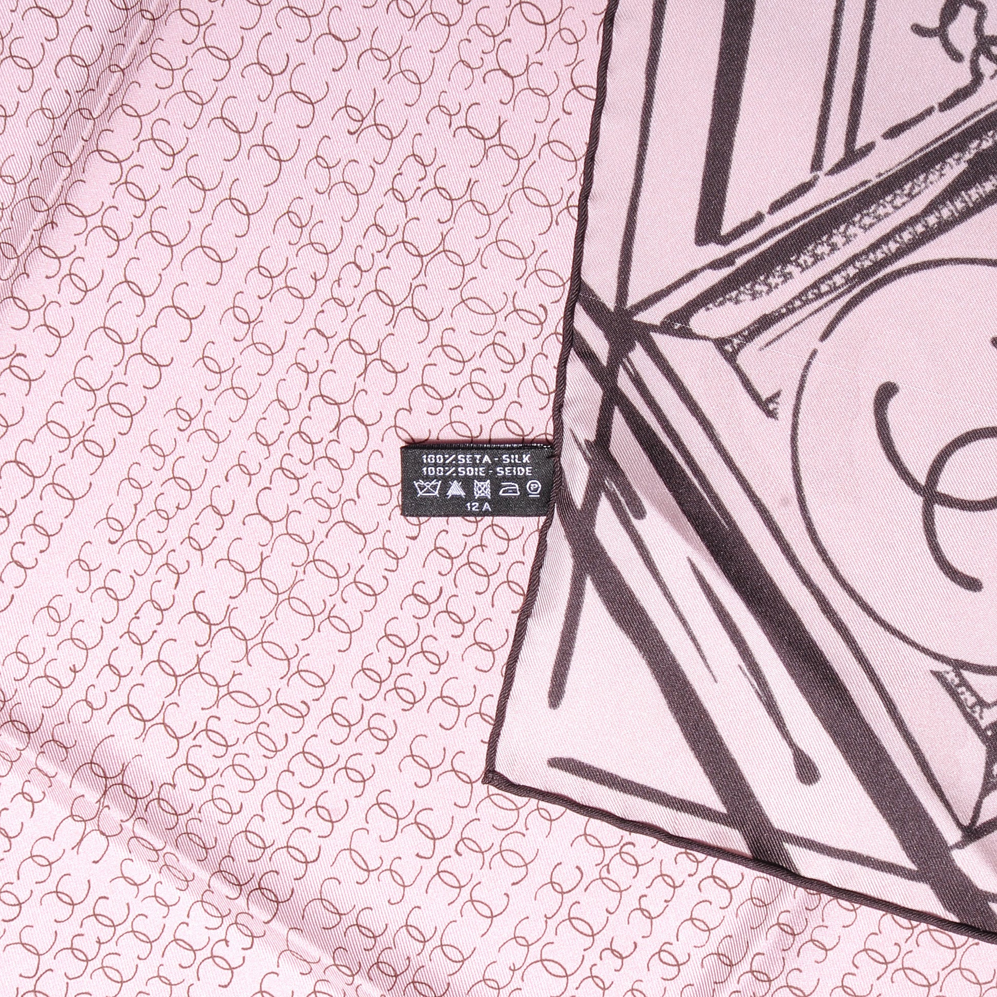 Chanel Silk CC Square Scarf Pink Brown 5 of 5