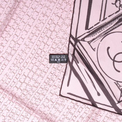Chanel Silk CC Square Scarf Pink Brown 5 of 5