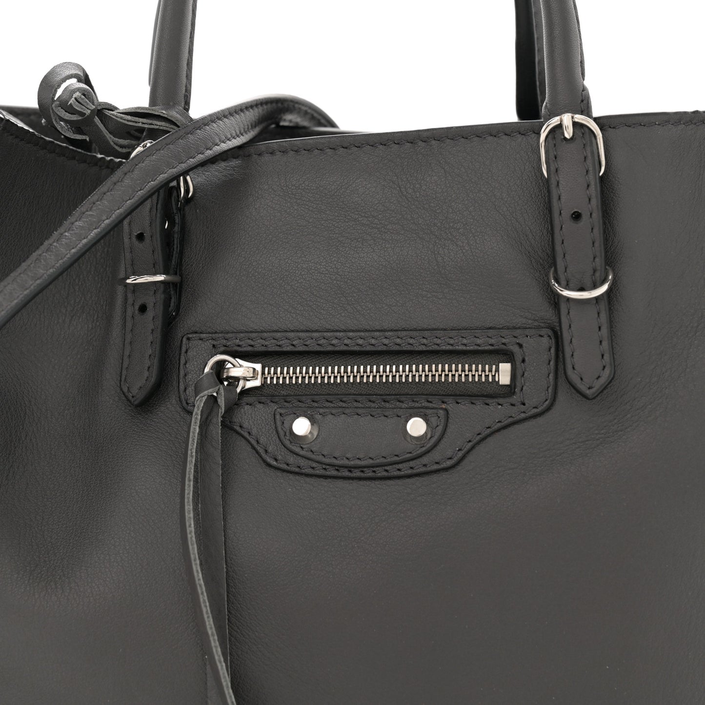 Veau Papier A6 Zip Around Tote Gris Fossile