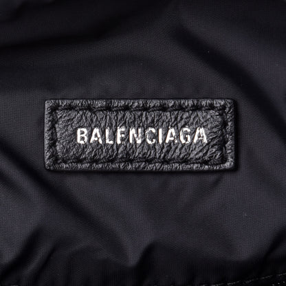 Balenciaga Recycled Sport Nylon Logo Embroidered Large Wheel Sling Bag Black White 6 of 11