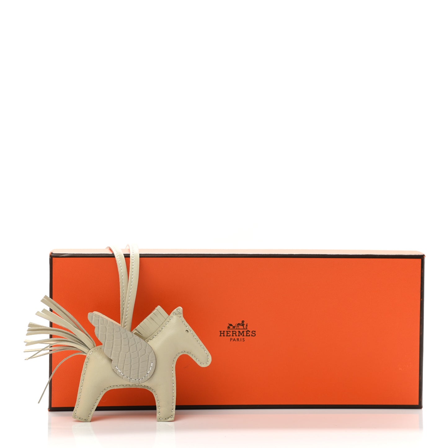 Milo Lambskin Matte Alligator Touch Grigri Rodeo Pegase Horse Bag Charm PM Craie Nata Beton