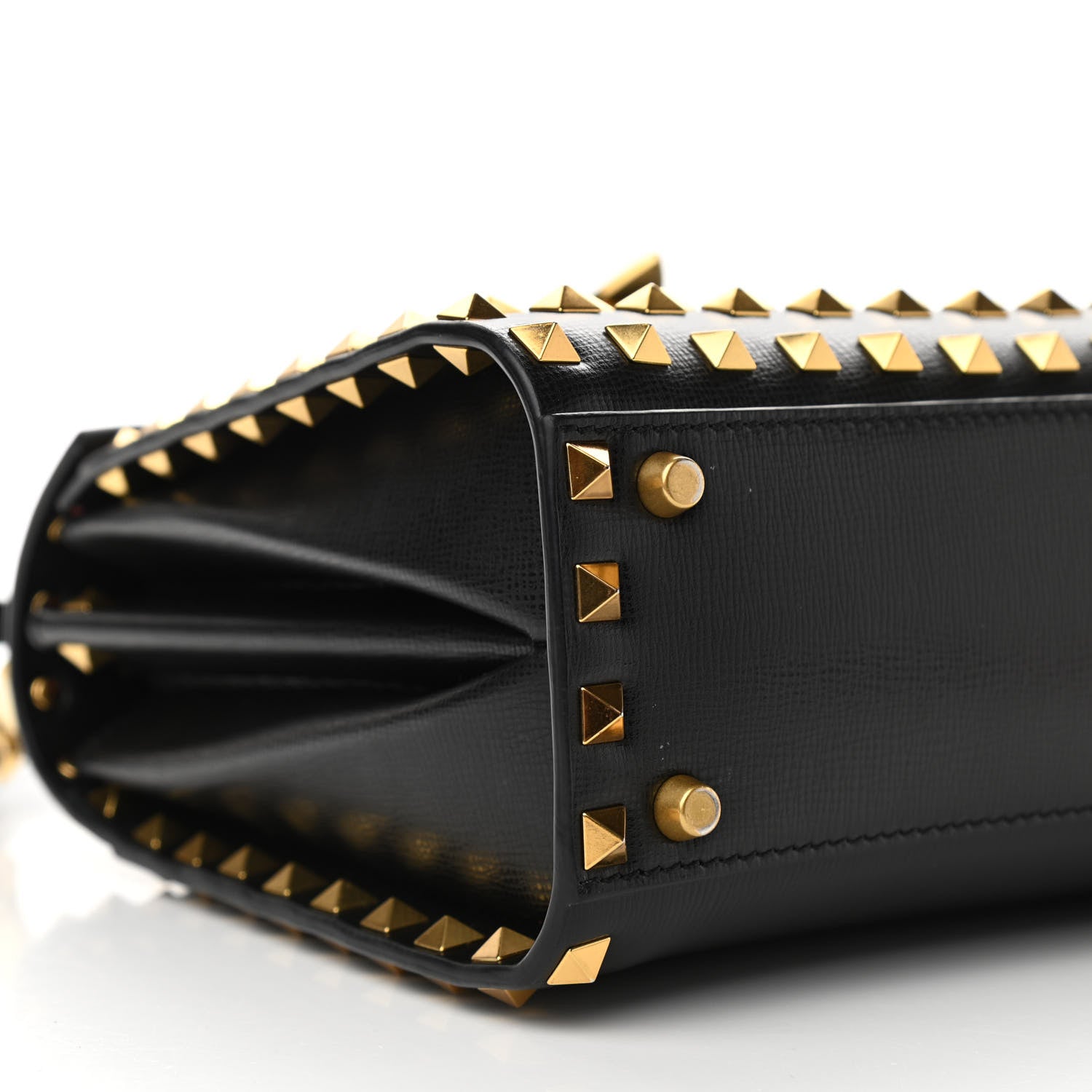 Valentino Garavani Grainy Calfskin Small Rockstud Allover Alcove Top-Handle Flap Bag Black 7 of 9