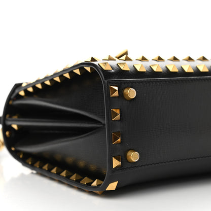 Valentino Garavani Grainy Calfskin Small Rockstud Allover Alcove Top-Handle Flap Bag Black 7 of 9