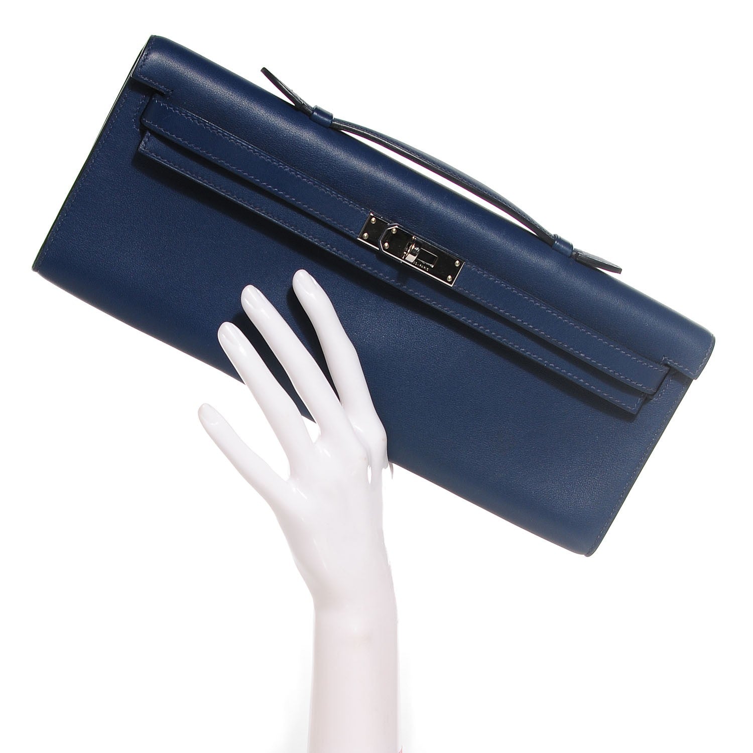 Hermes Swift Kelly Cut Clutch Pochette Bleu De Malte 2 of 17