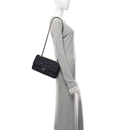 Chanel Tweed Quilted Medium Double Flap Dark Purple 2 of 10