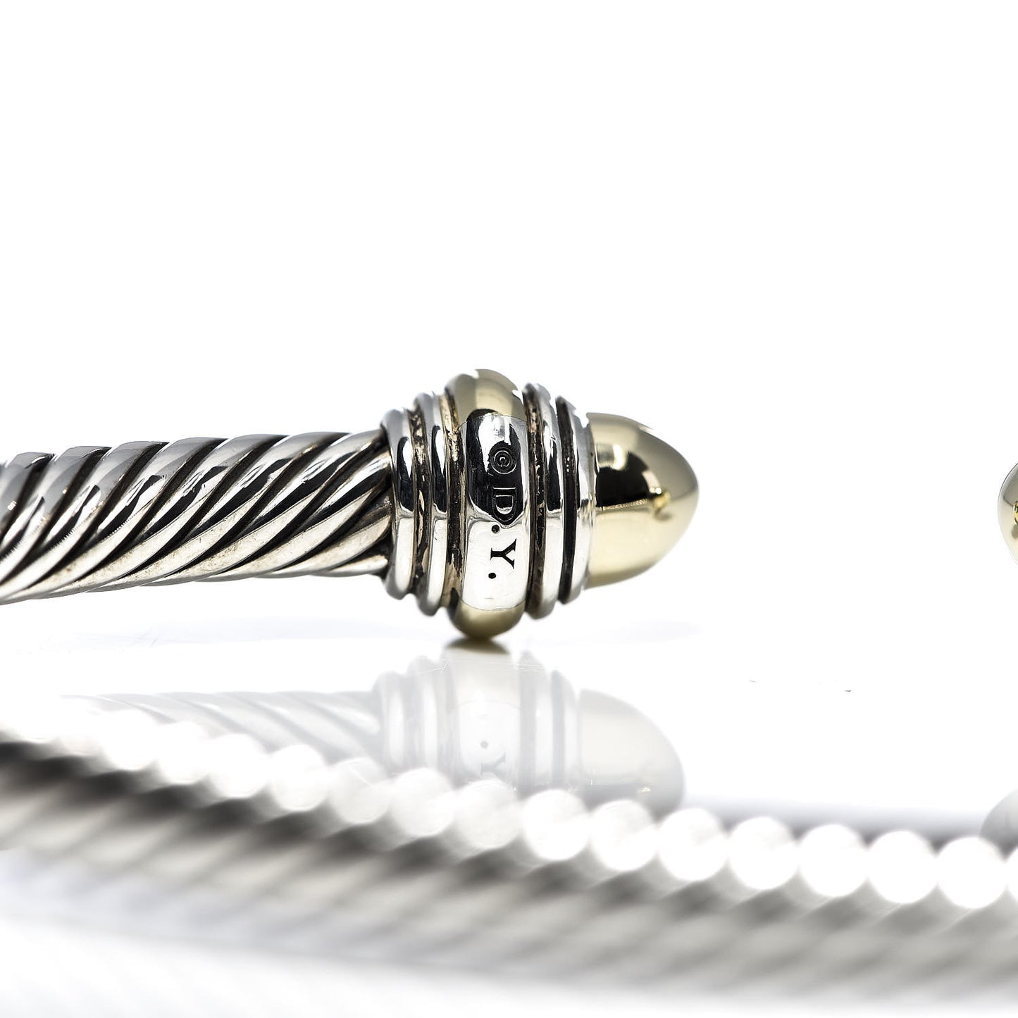 Sterling Silver 14K Yellow Gold 5mm Cable Classics Dome Bracelet