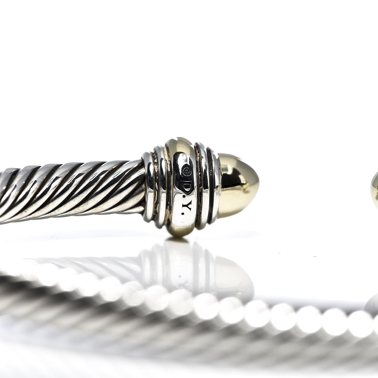 David Yurman Sterling Silver 14K Yellow Gold 5mm Cable Classics Dome Bracelet 4 of 5