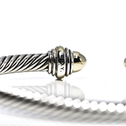 David Yurman Sterling Silver 14K Yellow Gold 5mm Cable Classics Dome Bracelet 4 of 5