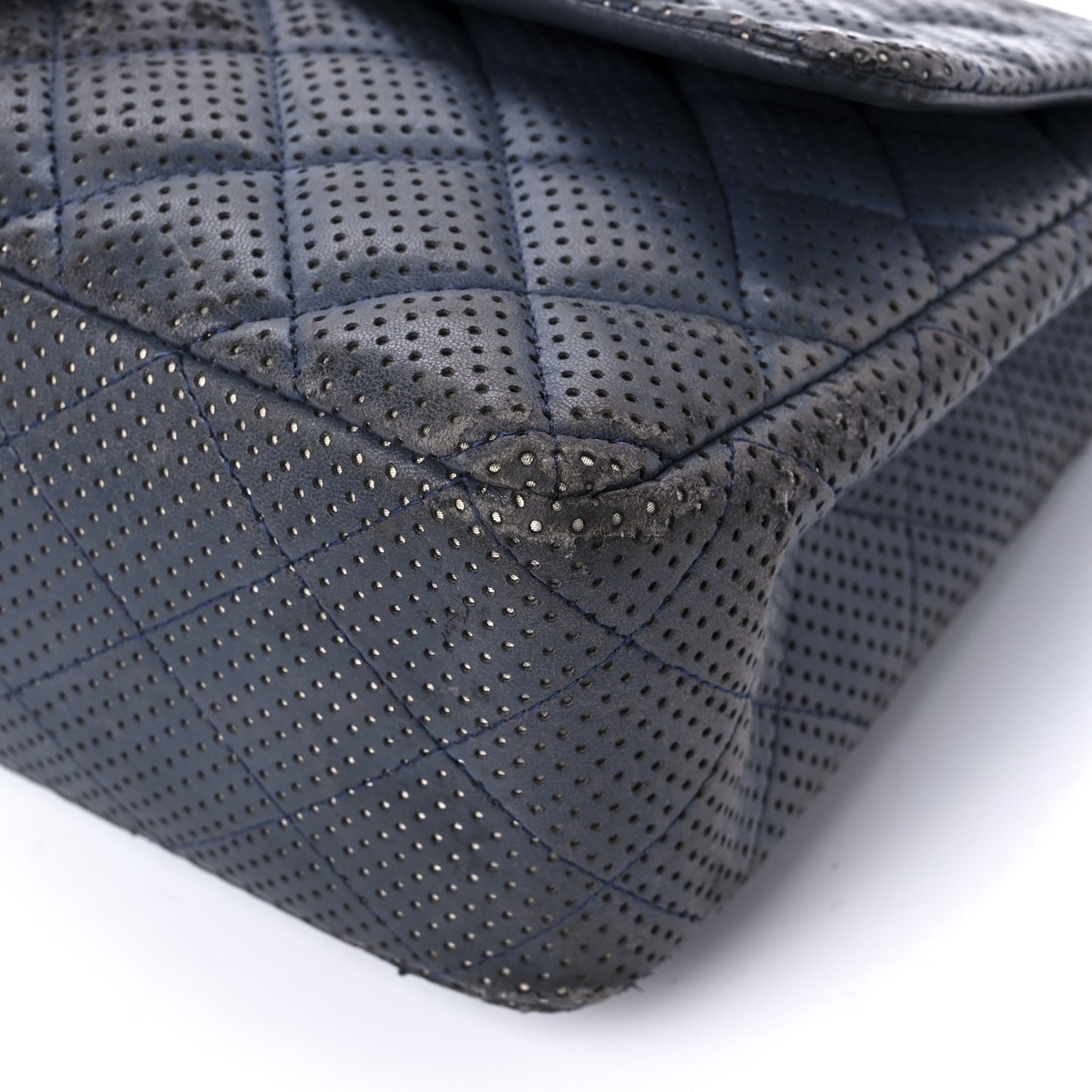 Lambskin Perforated Jumbo Single Flap Blue