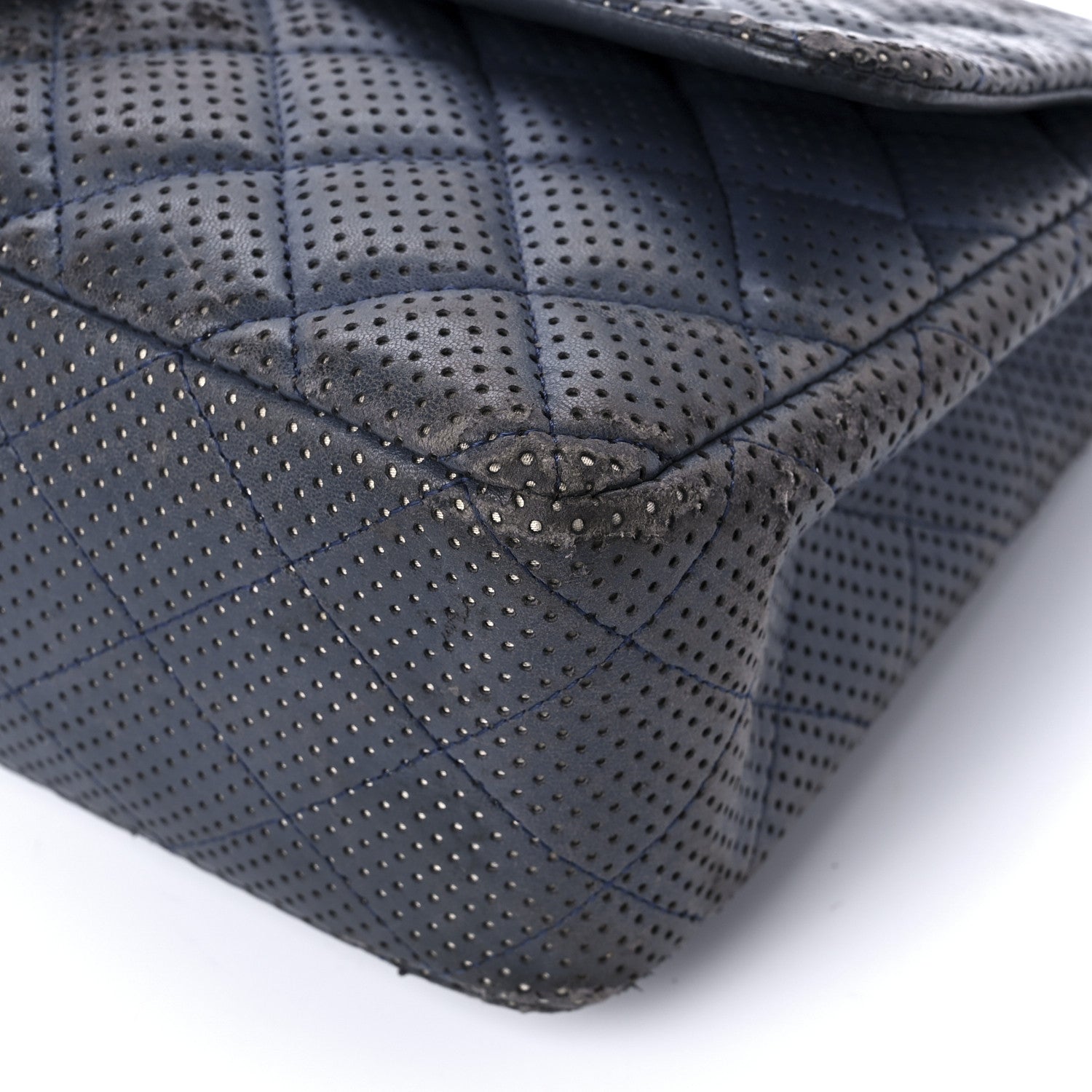 Chanel Lambskin Perforated Jumbo Single Flap Blue 13 of 15