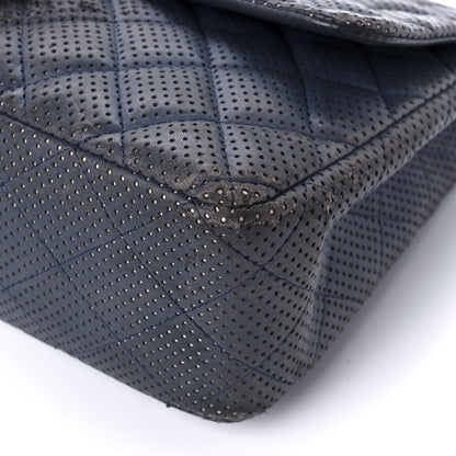 Chanel Lambskin Perforated Jumbo Single Flap Blue 13 of 15