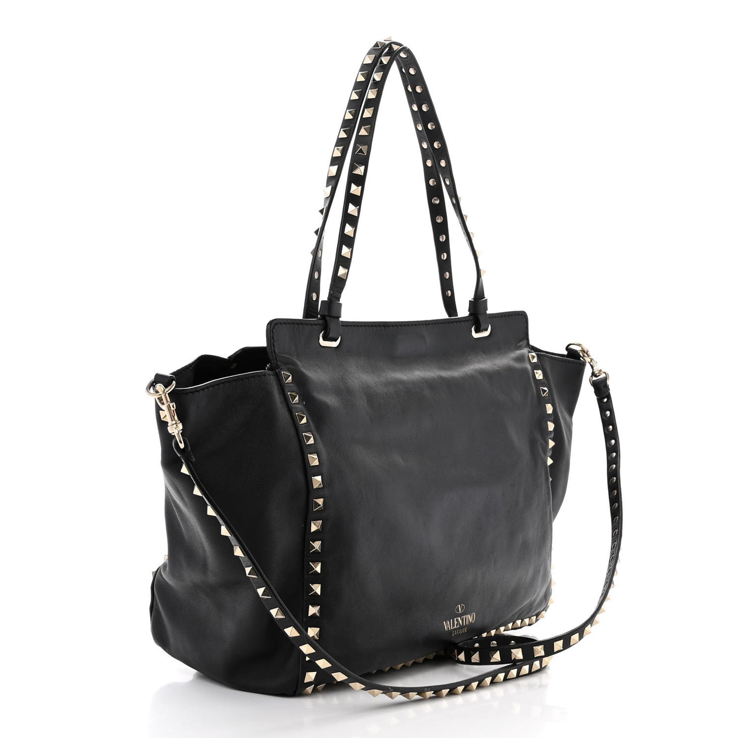 Vitello Medium Rockstud Tote Black