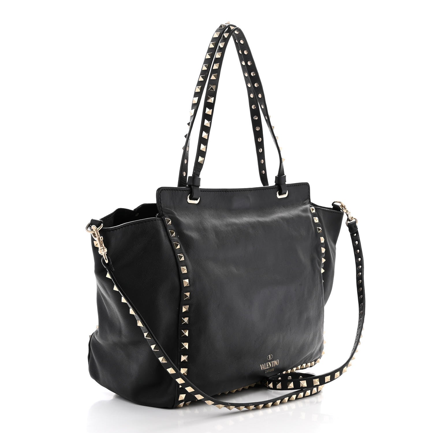 Valentino Garavani Vitello Medium Rockstud Tote Black 3 of 16