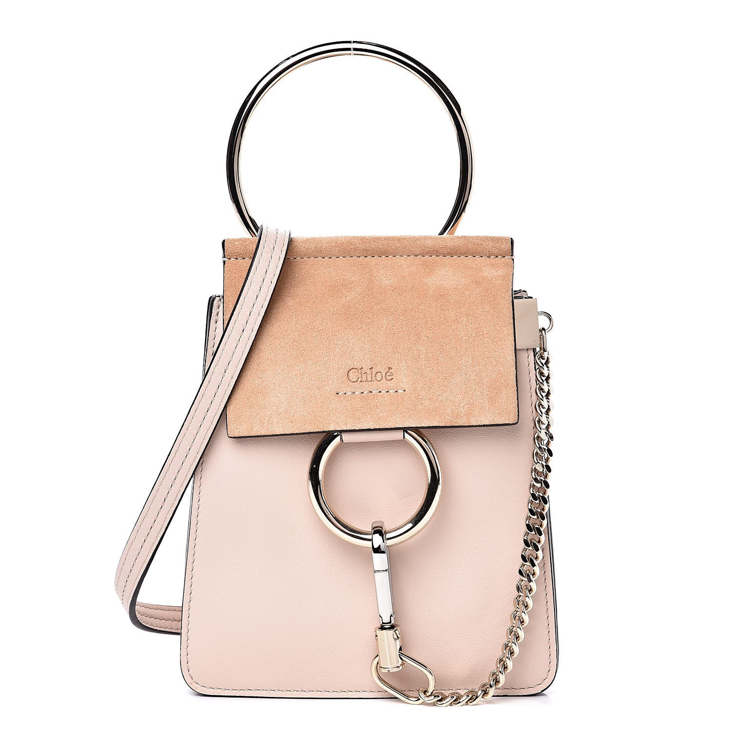 Chloe Suede Calfskin Mini Faye Bracelet Bag Cement Pink 1 of 8