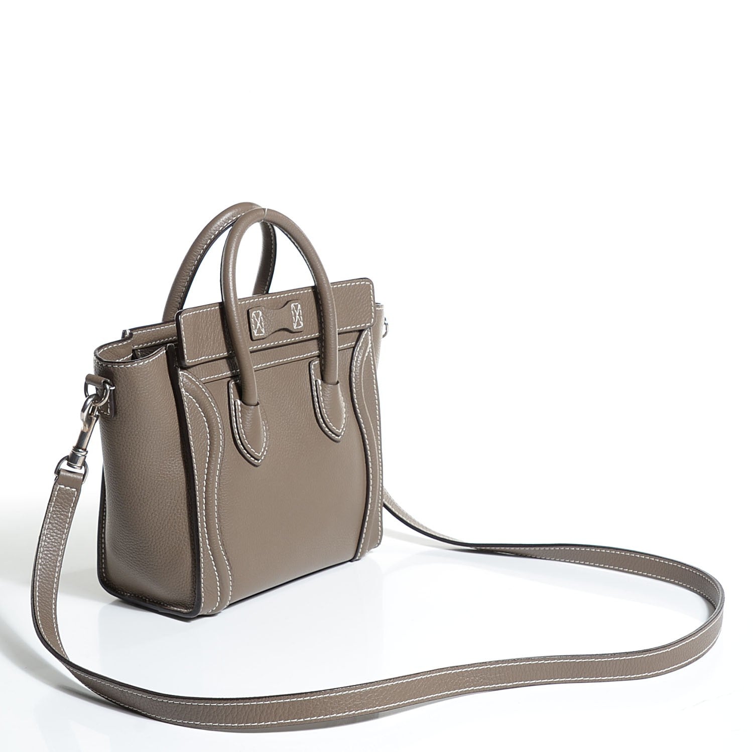 Celine Drummed Calfskin Nano Luggage Souris 3 of 8