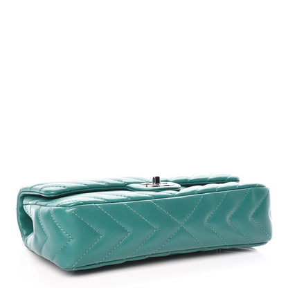 Chanel Lambskin Chevron Quilted Medium Single Flap Green 4 of 10