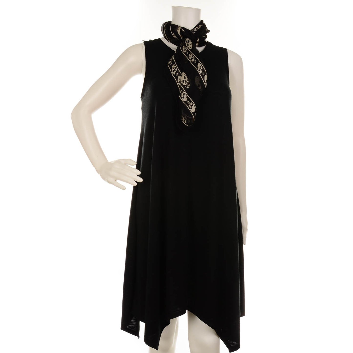 Silk Chiffon Skull Scarf Black Ivory