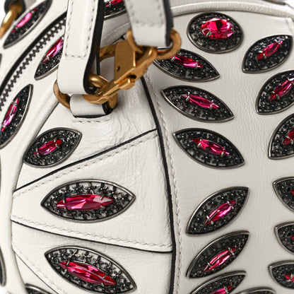 Gucci Calfskin Crystal Mini Tifosa Baseball Shaped Shoulder Bag White Fuchsia 13 of 16
