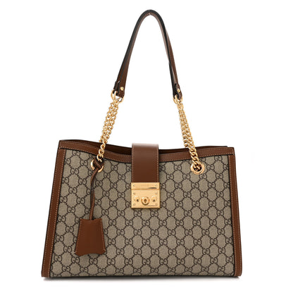 Gucci GG Supreme Monogram Medium Padlock Tote Beige Cuir 1 of 11