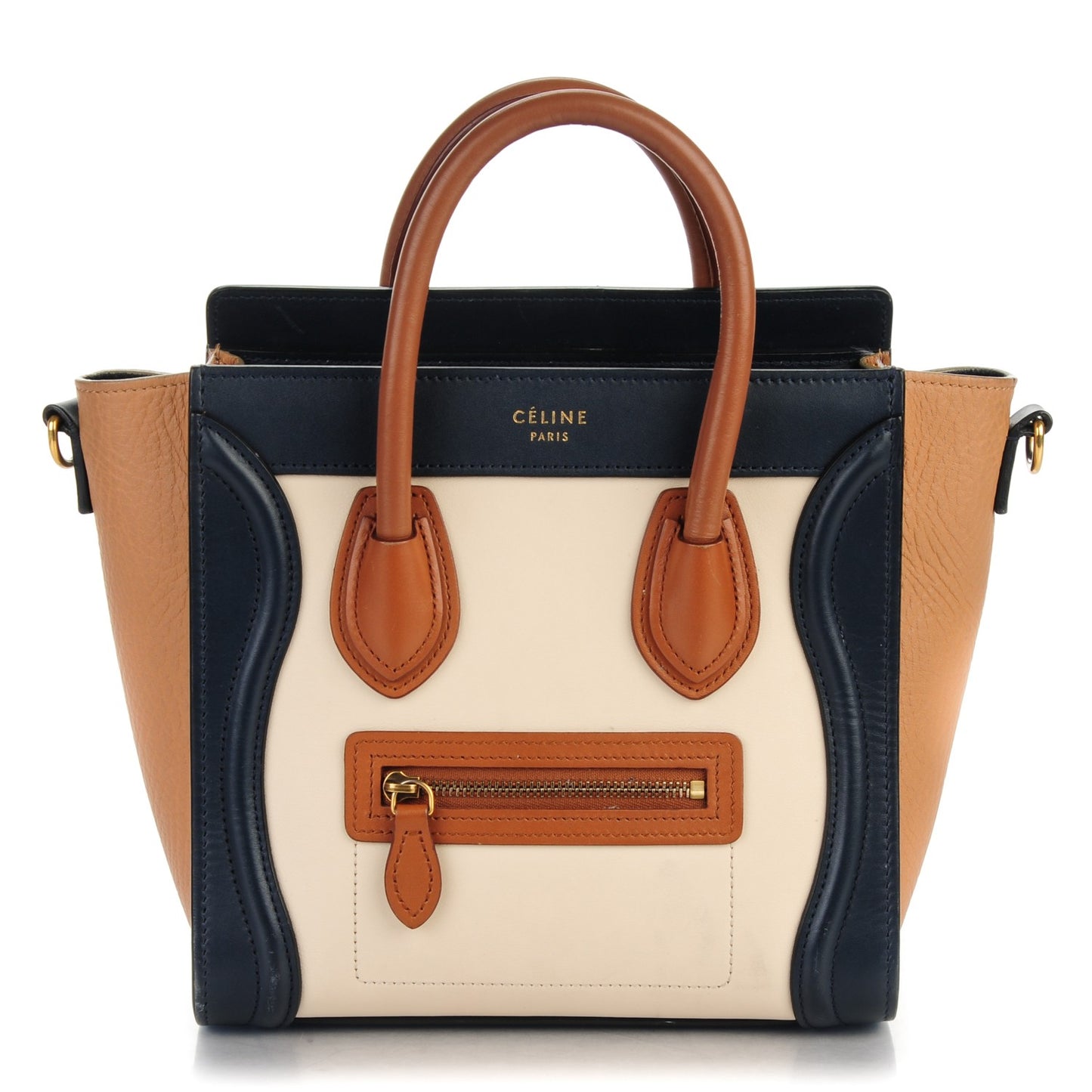 Satin Drummed Calfskin Nano Tri-Color Luggage Seashell